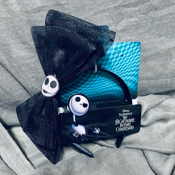 Disney Nightmare Before Christmas Headband with bow black NWT jack skelington - Picture 4 of 5